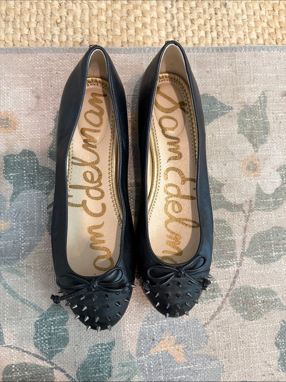 Sam Edelman Black Studded Bow Ballet Flats